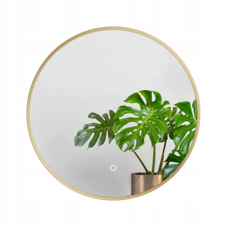 Okrúhle zrkadlo v zlatom ráme 70 cm LED dotykový vypínač GLAMOUR